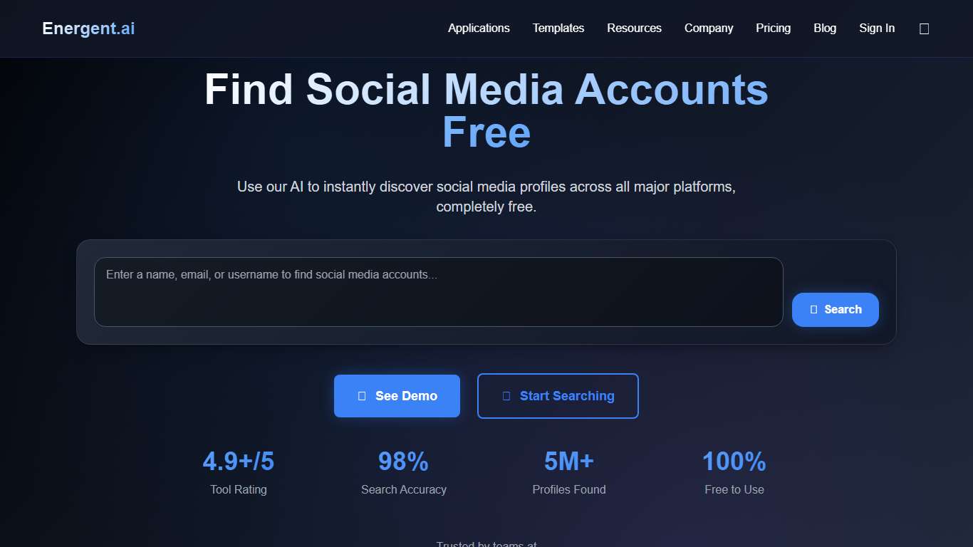 Find Social Media Accounts Free - Energent.ai